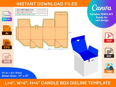 Candle Box Dieline Template box box die cut design dieline illustration packaging packaging design page size ui vector