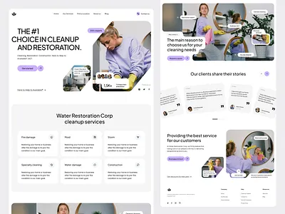 Water F & M Restoration Corp. clean cleanup creative dashboard design discover interface landing page restoration ui web design