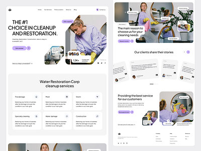 Water F & M Restoration Corp. clean cleanup creative dashboard design discover interface landing page restoration ui web design