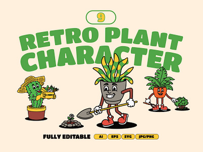 Plant brand brand identity branding cartoon character classsic cute design graphic design green illustration logo old style plant retro vector vintage