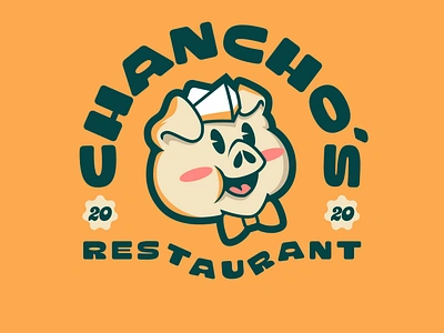 CHANCHO´S RESTAURANT design diseño de logo diseño plano illustration logo logo logodesign design logodesign design brand marca tipografía