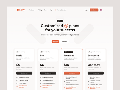 Toolsy: Pricing Page app button dashboard design header interface landing page premium price pricing pro topbar ui ux website