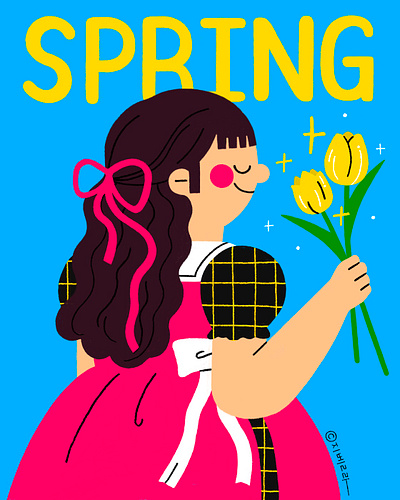 Hello, Spring - Personal Works artwork digital art drawing graphic design illustration illustrator procreate