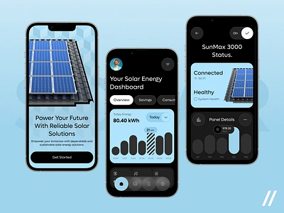 Solar Panel Monitoring App android app design clean design dashboard design green energy ios line chart mobile app mobile app design mobile ui monitoring product design renewable energy solar solar panel solar panel app solar power solar system uiux