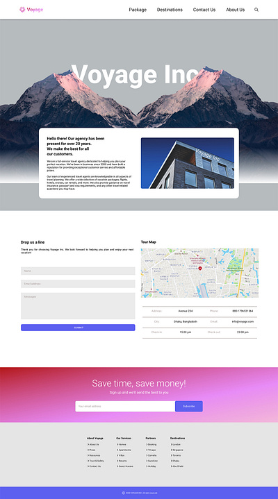 Voyage Contact Us Page figma tourism travel agency web design