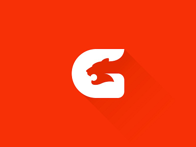 G + Tiger head logo animal brand g graphic icon letter logo mark minimalist modern negative space red simple symbol tiger