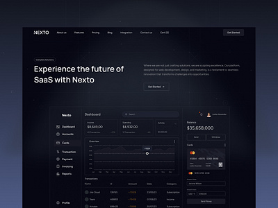 Nexto - SaaS Website Template admin ai builtinwebflow crm dark dashboard design hero innovation madeinwebflow madewithwebflow modern saas software startup technology web app webflow