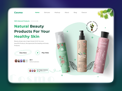 Cosmo - Cosmetic Landing Page beauty beautyproducts cosmetic cosmetics cosmeticstore ecommerce ecommercedesign ecommerceui ecommercewebsite landingpage onlinestore productdesign responsivedesign shopdesign skincare ui uiux ux webdesign websitedesign