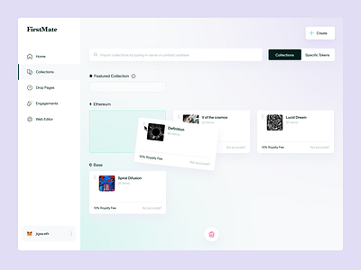 FirstMate - Collections blockchain cryptocurrency marketplace nft nft collections nft storefront product design ui ui design ux ux design web app web3