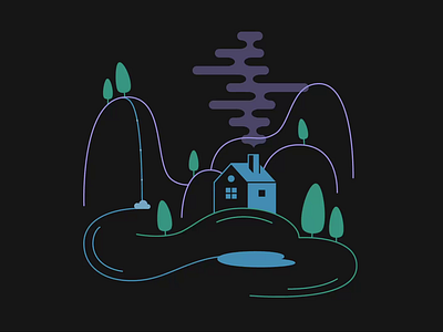 House in the mountains 2d motion design animation motion design motion graphics nature
