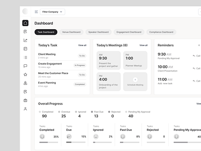 Task Management Dashboard calendar crm dashboard dashboard design events dashboard minimal design my tasks planner dashboard product design sass dashboard sass ui sass ux task management dashboard ui ux ux design