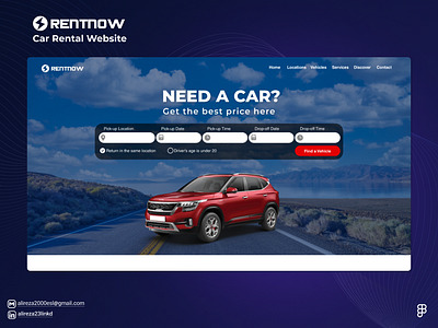Car Rental Website adobe car car rental figma graphic design rent ui uiux ux