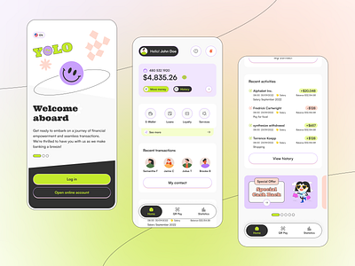 YOLO Bank - Financial App for Young and Dynamic Individuals digital banking ui