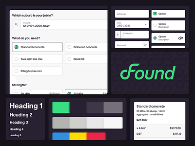 Found Concrete - Design System branding buttons color component design design system form logo palette redesign system typography ui ux
