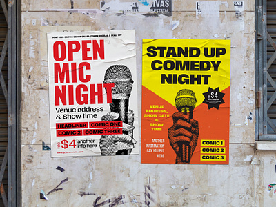 Open Mic & Stand Up Comedy Event Poster comedy comic design event night open mic poster stand up comedy stand up comedy poster standup