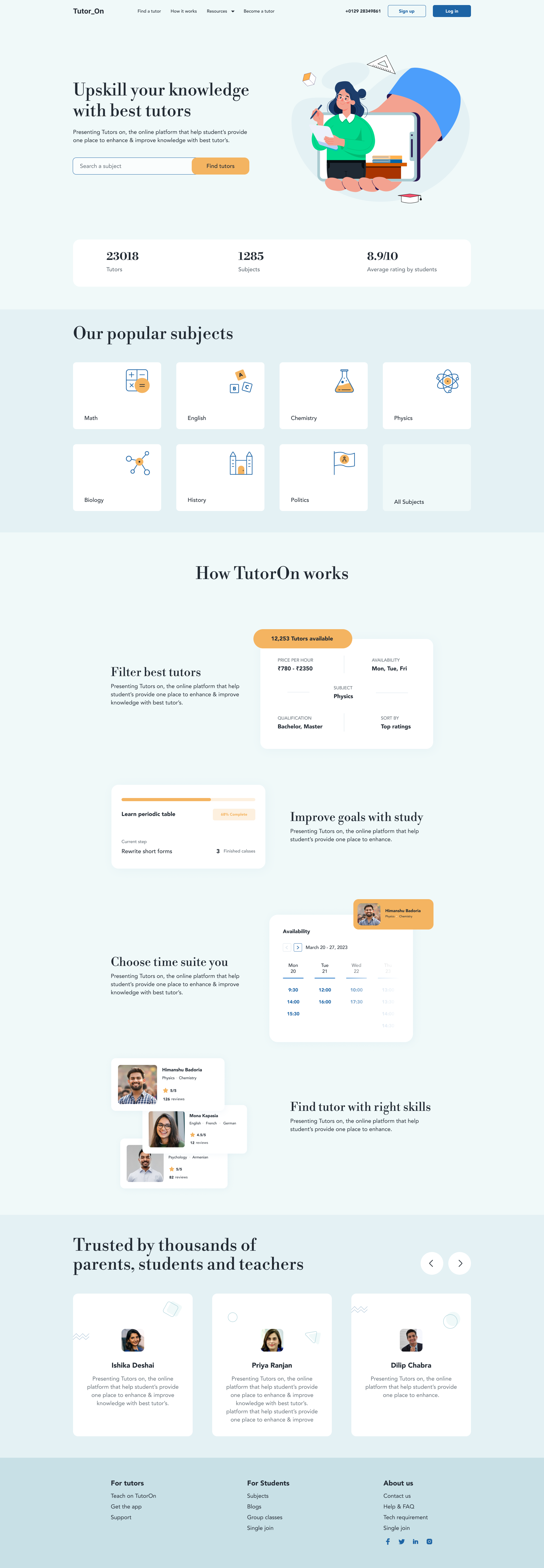 Online Tution Webpage - Tutor On design dribbble illustration onlinetutor student ui webpage website