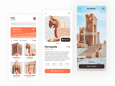 Virtual Tour App 360 app application ar ferdowsi history iran light mobile persepolis persian perspolis tour travel trend ui uiux ux virtual vr