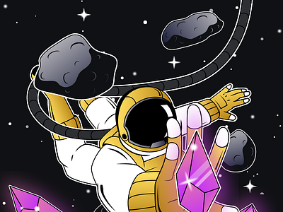 Space Crystal blockchain business cosmos crypto cryptocurrency crystal design galaxy graphic design illustration illustrator marat mascot money nasa space spacetravel stars web3