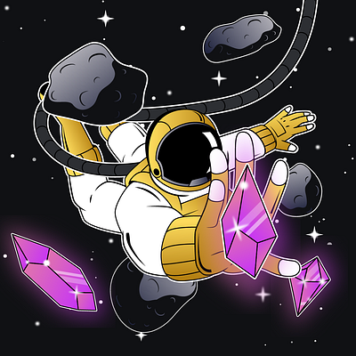 Space Crystal blockchain business cosmos crypto cryptocurrency crystal design galaxy graphic design illustration illustrator marat mascot money nasa space spacetravel stars web3