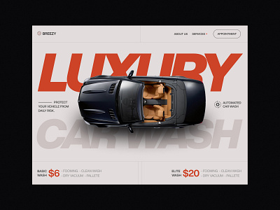 Breezy - Header design car wash company design header landing page luxury ui uiux webdesign website