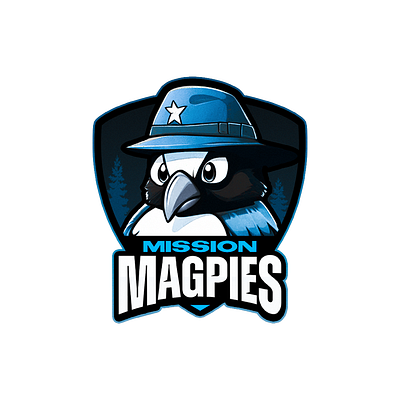 'Mission Magpies' art branding daily design esports esports design esports logo gaming gaming logo graphic design identity illustration logo logo design logo designs logomark mascot logos ui youtube youtube gaming