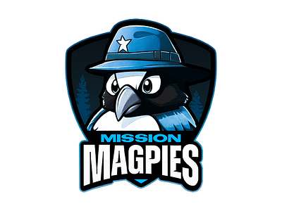 'Mission Magpies' art branding daily design esports esports design esports logo gaming gaming logo graphic design identity illustration logo logo design logo designs logomark mascot logos ui youtube youtube gaming