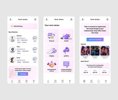 True Bond - app app application dashboard date design designer social ui uiux design ux