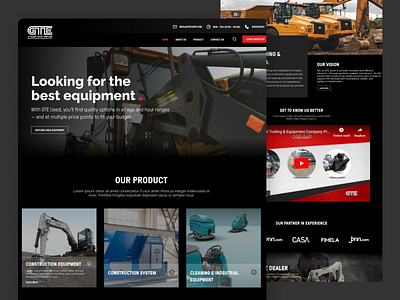 Construction Equipment Website landing page constuction landing page ui website