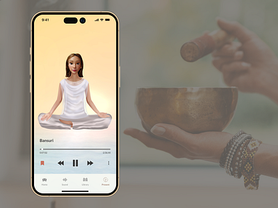Meditation Mobile App animation avatar design graphic design illustration meditation navigation bar player sounds ui yoga