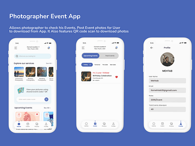 Photography Event App animation app design app ui branding design design2024 event app event app design event check app event manager event organisers graphics mobile app design modern app design photography event app scratch ui ui ux ux design web ui