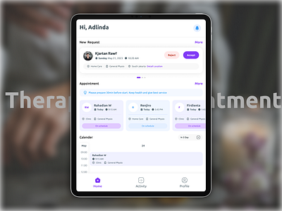 Therapist Appointment design tablet therapy ui ux