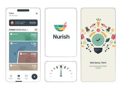 Nurish: App Experience ai animation app brand language branding data food food ai graphic design illustration logo mobile motion design motion graphics nurish product product design uiux vector web