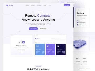 Virries - Cloud Computing Landing Page animation aws b2b b2c big data clean cloud app cloud computing cloud storage dipa inhouse hosting landing page minimalistic modern saas startup web web design