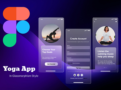 ZenGlass Yoga App meditation app mobileapp ui uidesign uikits uiportfolio uiux yoga app