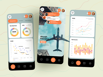 Aircraft Monitoring Mobile App aircraft airlines airplane analytics chart data graphical charts insurance ios app management mobile app mobile design monitoring product design ui design ui ux user interface