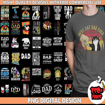 Father' Day T-shirt Design Idea, Mega Bundle Dad Designs, Papa M animation apparel graphic design