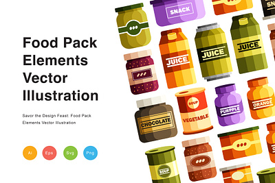 Food Pack Elements Vector Illustration drink