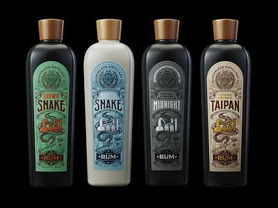 Snake Rum bottle design distillery gin graphic design illustration label packagin rum snake spirit typography vintage vodka whiskey