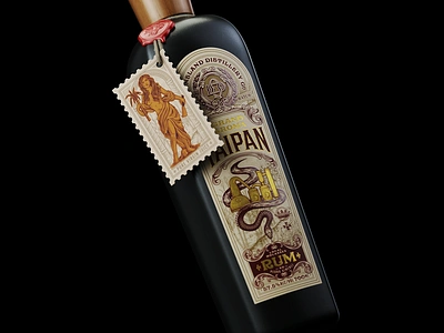 Snake Rum - Taipan artwork bottle design distillery gin illustration label packaging premium rum snake vintage vodka whiskey