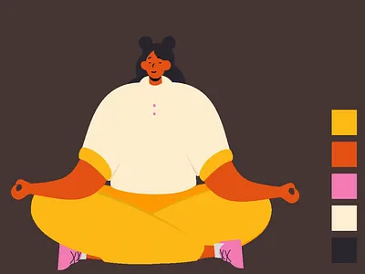 Meditation girl Lottie animation animation calm character animation girl in dhyana graphic design illustration json lottie lottie animation meditate meditation meditation girl modern illustration rive animation saloni vector women sitting on floor yoga