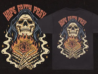 Hope Faith Pray album cover artwork band band artwork branding clothing brand clothing line illustration music artwork punk rock streetwear vintage illustration
