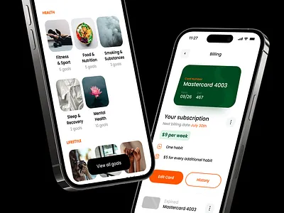 Coaching App app billing categories coach creative design payment subscription ui ux