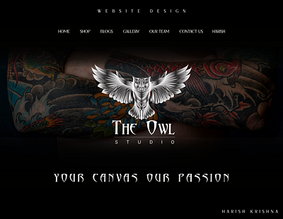 The Owl Studio / Tattoo Website Design animation branding design dribble graphic design intearction design landing page mobile app tattoo studio typography ui ui ux design ux website design