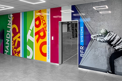 Wall design, corporate branding design environmental graphics: graphic design industrial wall design wall graphics