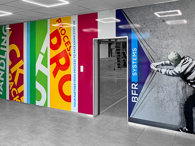 Wall design, corporate branding design environmental graphics: graphic design industrial wall design wall graphics