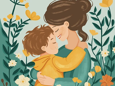 Ilustration mom and son illustration procreate