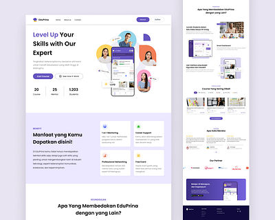 Edu Prina - Landing Page for E-Learning community course course web elearning friends homepage landing page learning meet platform platform landing page saas ui design web design