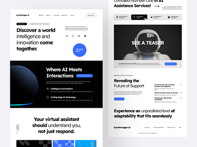Synthmager.io - Artificial Intelligence Landing Page aidesign ailandingpage artificialintelligence digitaldesign graphicdesign innovation landingpagedesign machinelearning techlandingpage uiux webdesign