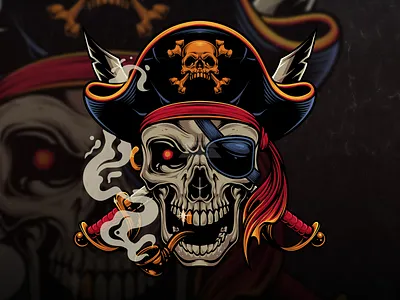 Captain Pirates Skull Logo Design face