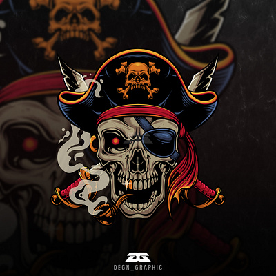 Captain Pirates Skull Logo Design face